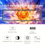 8.8-Inch Touchscreen Bar Display, 1920X480, Metal Shell Ips Portable Touch Monitor With Usb-C Port. Compatible With Raspberry Pi, Laptop Aida64 Monitoring, Gpu/Cpu Stats, And Pc Case Mini Screen
