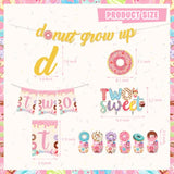 Two Sweet Birthday Party Supplies For 2 Year Old Girl, 150 Pcs Donut Party Decorations For Girls Baby - Backdrop, Cake, Cupcake Toppers, Tablecloth, Highchair Nanner, Crown And Poster