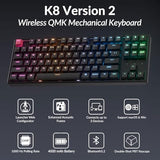 K8 Version 2 Tkl Wireless Mechanical Keyboard, Qmk/Launcher Bluetooth 5.2/Wired, Rgb Backlit Shine-Through Pbt Keycaps, Super Banana Switch, Aluminum Frame For Mac Windows Linux