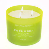 Colonial Candle Cucumber Melon Scented Jar Candle, Pop of Color Collection, 3 Wick, Green, 14.5 oz - Up to 60 Hours Burn