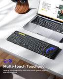 Foldable Bluetooth Keyboard With Touchpad, Full-Size Wireless Folding Keyboards With Backlight, Portable Travel For Ios Android Windows Mac Os, Support 3 Device(Bt5.1 X 3), Black