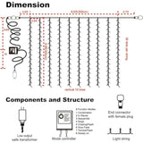 300 Led Curtain Lights, Remote Control Christmas Decorative Hanging String Lights, 8 Lighting Mode, Plug In For Indoor O