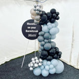 60pcs Dusty Blue & Black Balloons – Race Car Theme Latex Balloons for Boys' Party