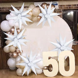 72 Pcs White Star Balloons – 26 Inch Large Metallic Spike Cone Foil Balloons, Explosion Star Design for Birthday, Wedding, Graduation, and Anniversary Party Decorations