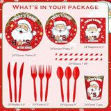 192Pcs Christmas Paper Plates And Napkins Merry Christmas Party Decorations Tableware, Plates, Cup, Funny Xmas Disposable Dinnerware Set Xmas Party Supplies Serve 24 Guests