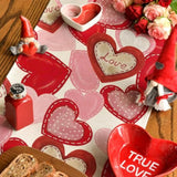 White Pink Love Heart Valentine'S Day Table Runner, Holiday Anniversary Kitchen Dining Table Decoration For Home Party Decor 13X72 Inch