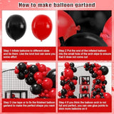 136pcs Red and Black Balloon Garland Arch Kit for Party and Event Decorations