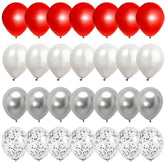 Red And Silver Balloons, 55Pcs Red White Silver Balloon, Red Confetti Balloons For Wedding Birthday Baby Shower Retirement Valentines Party Decoration