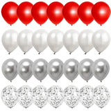 Red And Silver Balloons, 55Pcs Red White Silver Balloon, Red Confetti Balloons For Wedding Birthday Baby Shower Retirement Valentines Party Decoration