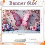 Spring Garden Party Decorations Butterfly Flower Banner Photography Background For Girls Women Bday Party Banner Backdrop Photo Booth Props Decor For Spring Wedding Garden Outdoor Indoor Supplies