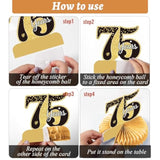 75th Birthday Honeycomb Centerpiece Set: Black & Gold Table Decorations