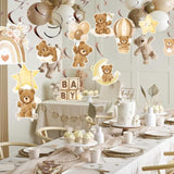 24Pcs Bear Baby Shower Hanging Swirls Decorations We Can Bearly Wait Baby Shower Ceiling Decorations Cream Brown Gender Neutral