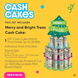 Merry And Bright Trees - Diy Colorful Whimsical Christmas Party Money Holder Gift - Cash Cake