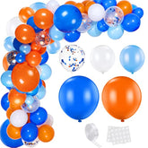 198 Pcs Orange And Blue Balloons Arch Kit 18 12 10 5 Inch Latex Confetti Orange Blue White Balloon Garland War Party Decorations For Target Sign Birthday Party Supplies