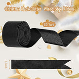 Black Glitter Ribbon Glitter Wired Edge Ribbon 2.5 Inch X 20 Yard Wate