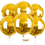 6PCS 22" Gold 4D Foil Balloons with Ribbon – Party Decor for Birthday, Wedding & More