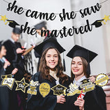 Black & Gold Masters Degree Graduation Banner - She Came, She Saw, She Mastered