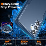 For Samsung Galaxy S23 Fe Case, 3 In 1 Galaxy S23 Fe 5G Case With 2Pcs Tempered Glass Screen Protector, 10Ft Military Grade Defense, Heavy Duty Protection (Blue)