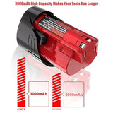 2 Pack 3.0Ah Replacement Battery For Milwaukee M-12 Battery 48-11-2420 12V Lithium Ion Battery For Milwaukee 12V Heated Jacket & 48-11-2440 48-11-2402 48-11-2411 Cordless Power Tools