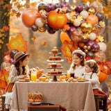 202PCS Fall Balloon Arch Kit with Orange Brown Burgundy Balloons for Thanksgiving