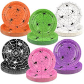 60Pcs Halloween Spider Paper Plates 9In Disposable Spiderweb Dessert Plates 6 Colors
