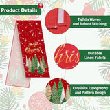 72 X 13 Inch Christmas Table Runner – Red Table Runner With Glittering Snowflakes And Christmas Tree Pattern For Holiday, Kitchen, Mantel, Dining Table Décor, Winter Christmas Party Supplies