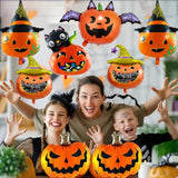 8Pc Halloween Pumpkin Foil Balloons – 30" Orange Black Jack O’ Lantern Decor
