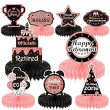 9PCS Rose Gold Retirement Party Decorations - Honeycomb Glitter Table Centerpiece Toppers for Happy Celebration Supplies for Women