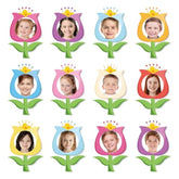 45 Pcs Spring Tulip Floral Diy Cutouts Colorful Flower Shape Paper Cutting Bulletin Board Decoration With 100 Pcs Glue Points For Party Classroom Home Photo Crafts