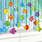 20 Pcs Tropical Fish Garland Kit Under The Sea Party Decorations Ocean Animals Banner Mermaid Streamers Strings Hanging Swirls For Kids Home Classroom Baby Shower Birthday Party Supply Favor