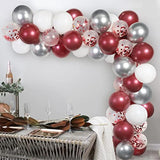 60 Pcs Burgundy & Silver Balloon Garland Kit β Red, White, Confetti Balloons for Party Decor