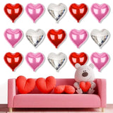 Upgraded Pink Silver And Red Balloons - Pack Of 15 - Heart Shaped Foil Balloons For Valentines Day Wedding Birthday Bridal Shower Baby Shower Decorations