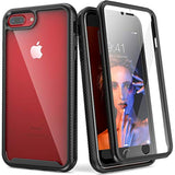 iPhone 8 Plus/7 Plus Heavy Duty Shock Resistant Hybrid Case with Built-in Screen Protector, Black
