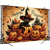 Halloween Backdrop 71x43 Inch Black Cat Pumpkin Castle Bat Party Photo Banner