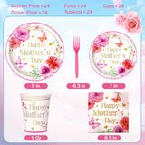 Happy Mother's Day Party Decorations, Mother's Day Party Supplies, Mothers Day Plates and Napkins, Cups and Knives for Mothers Best Mom Ever Themed Parties Serves 24