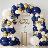 Navy Blue Gold White Sand Balloons Arch Kit, Latex, Party Decor.