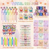 122pcs Butterfly Party Favors Straws Bracelets Stickers Gift Bags Supplies