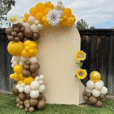 Lemon Yellow Brown Neutral Garland Arch Kit With Sand White Balloon 12