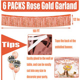 6 Pack 10 Feet Foil Fringe Garland Metallic Tinsel Streamers Banner Wall Hanging Curtain Backdrop For Parade Floats, Bachelorette, Wedding, Birthday, Halloween, Christmas Party Decorations(Rose Gold)