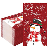 50 Pcs Christmas Snowman Guest Napkins - 3 Ply Winter Snowflake Let It Snow Paper Hand Towels, Merry Christmas Disposable Dinner Napkins For Home