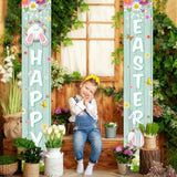 Happy Easter Porch Sign Banner - 2 Pack Welcome Signs For Spring Theme Easter Bunny Door & Party Supplies