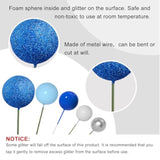 50 Pcs Ball Cake Topper Sticks Mini Balloons For Decorating Supplies Foam Balls Cake Toppers For Baby Shower, Birthday - Blue Series