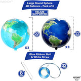 6Pcs 22In Globe Balloons Earth World Balloons for Travel Party Bon Voyage School Decor