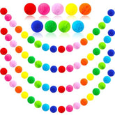 4 Pack 26.3 Feet Colorful Pom Pom Garland Decorations, 30 Balls Rainbow Felt Ball Garland Rainbow Garland Hanging Supplies For Wall Christmas Tree Classroom Birthday Party Home Decor