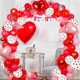 Valentines Day Balloon Arch Garland Kit, 140Pcs Red Pink Rose Red Balloons With 18" 10" 5" Heart Balloons For Valentine'S Day Party Anniversary Wedding Mother'S Day Party Decorations