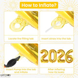 40-Inch Giant Gold "Happy New Year" Balloons 2026 NYE Party Supplies