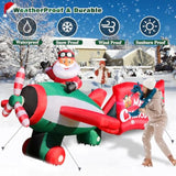 10.5Ft Christmas Inflatables Santa Claus On Animated Helicopter, Giant Blow Up Santa Claus Flying Airplane, Lighted Infl