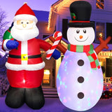 Christmas Inflatables Outdoor Decorations 5 Ft Set Of 2 Inflatable Santa And Snowman, Built In With Bright Led Light & R