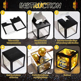 51 Pcs Gold And Black Birthday Party Decorations For Men Women Black And Gold Birthday Balloon Boxes With Led Light And Stickers Backdrop Photo Props For Party Supply Balloon Arch Kit