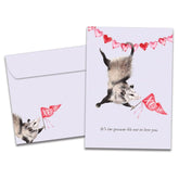 Tree-Free Greetings - Valentine's Day Greeting Card - Artful Designs - 1 Card + Matching Envelope - Made in USA - 100% Recycled Paper - 5 x 7 - Possum Love (SC20878)